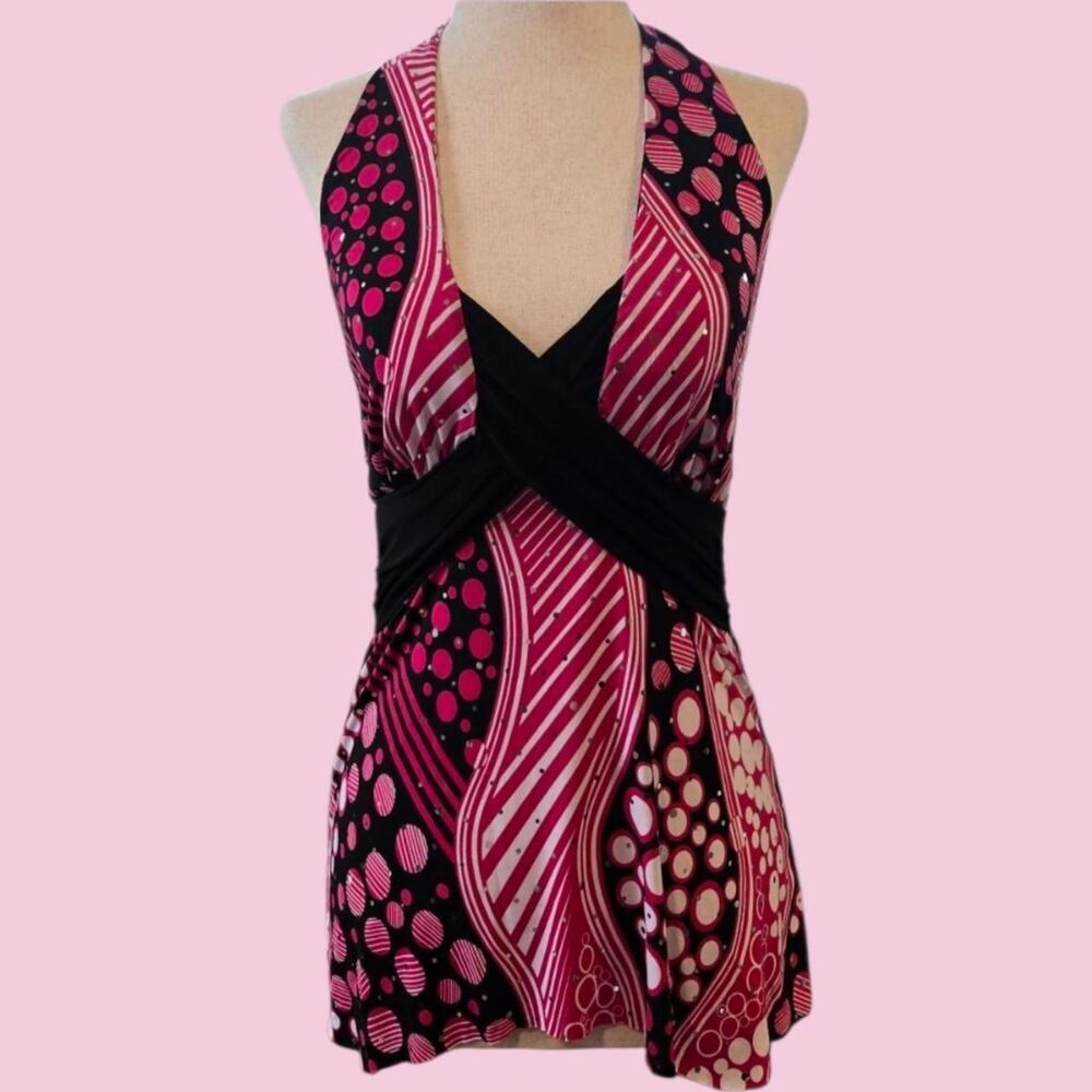 Y2k pink psychedelic halter